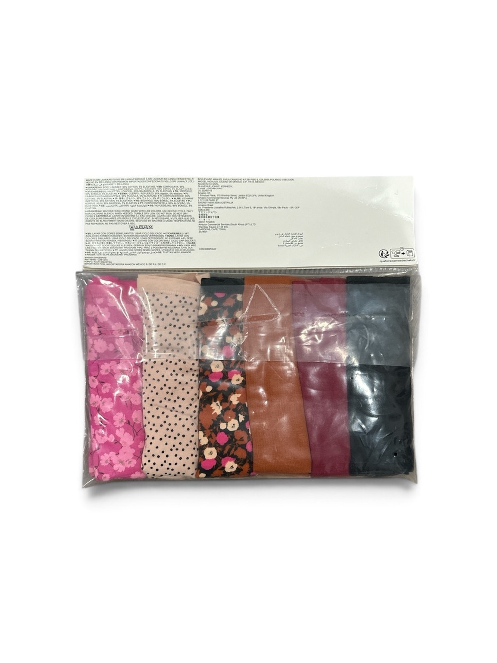 Women’s 6-Pack Cotton Bikini Underwear L Black, Orange, Red, Cream, Floral, Pink - Picture 3 of 4